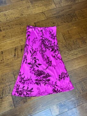 Anthropologie Bright Magenta Floral Dress Skirt